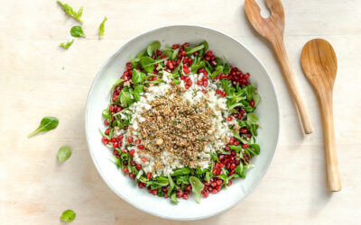 Lamb’s Lettuce with Fennel, Pomegranate & Buckwheat Crunchy