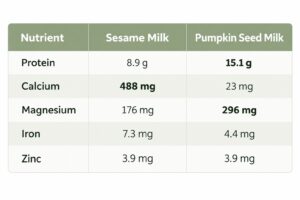 Nutrient Comparison- Sesame Milk vs. Pumpkin Seed Milk